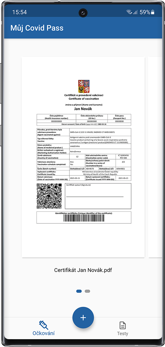 Domovská stránka mobilní aplikace