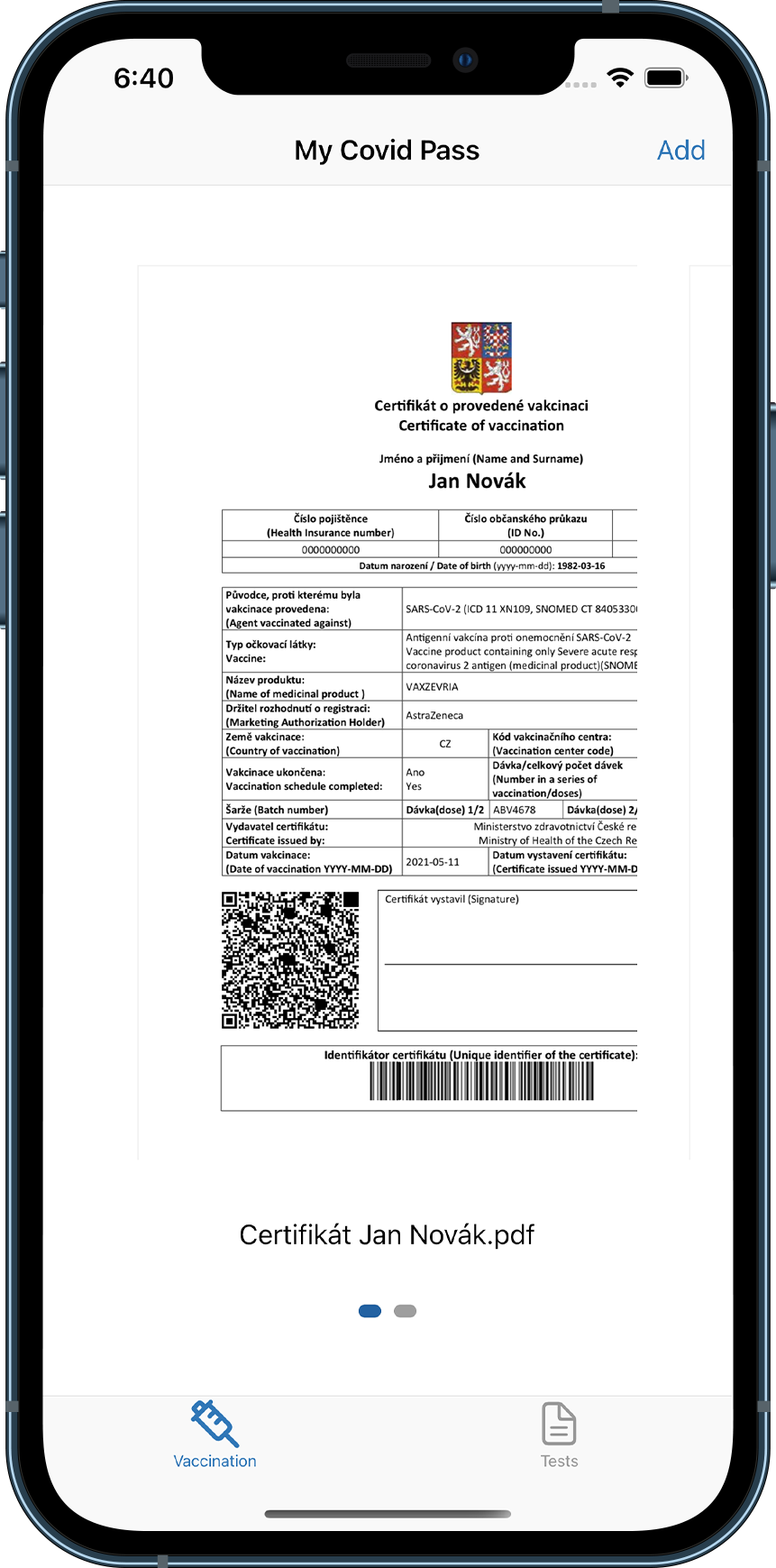 Homepage of the iOS mobile app